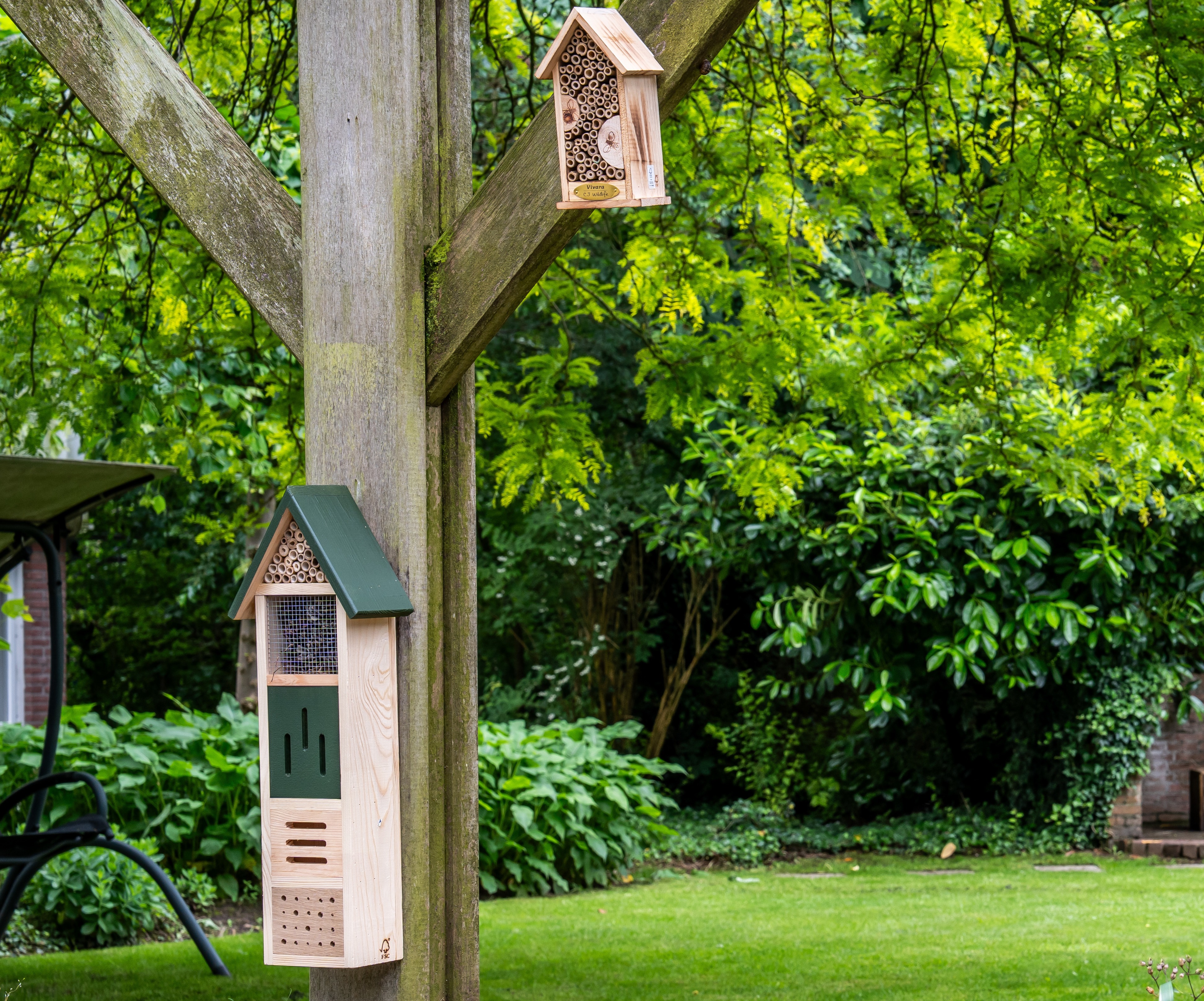 A nest box with snow on the roof